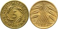 d 5 Pf 31624E~1.5b 5 Pfennig 1924E vz/stgl zaponiert J 316
