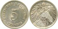 d 1.5 5 Pf 012n08F~1.5 5 Pfennig  1908F vz/stgl !!! J 012