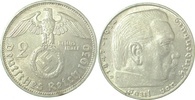 d 1.5 2 RM 36639D~1.5 2 Reichsmark Hindenburg 1939D vz/st J 366