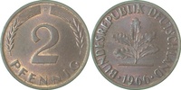 d 2 Pf 38166D~1.0a 2 Pfennig  1966D stgl/schöne Patina J 381