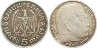 d 5 RM 36035D~2.5-PAT 5 Reichsmark Hindenburg 1935D Patina vz !!! J 360