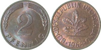  2 Pf   38168G~1.1b 2 Pfennig  1968G bfr/stgl Cu Patina J 381 8,00 EUR Differenzbesteuert nach §25a UstG zzgl. Versand