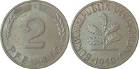 d 2 Pf 38150G~1.2a 2 Pfennig 1950G bfr/leichte Patina J 381
