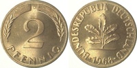  1.0 2 Pf   38168G~1.0 2 Pfennig  1968G stgl Cu J 381 7,00 EUR Differenzbesteuert nach §25a UstG zzgl. Versand