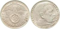d 2.5 5 RM 36736F~2.5 5 Reichsmark Hindenburg 1936F ss/vz J 367