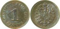 d 1 Pf 00177A~1.5-GG 1 Pfennig  1877A f. prfr schöne Patina J 001