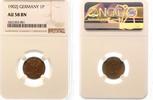 d 1 Pf 010n02J~1.8-GG 1 Pfennig 1902J ss inkl./Expertise NGC AU 58 BN J 010