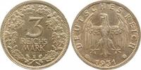d 3 RM 34931E~2.0b-GG 3 Reichsmark 1931E vz leichte Krätzerchen J 349