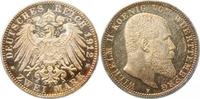 d 17412F~0.1-GG-PAT 2 Mark 1912F Wilh.II Württ. Pol. Platte- proof- !!! goldene Patina J 174