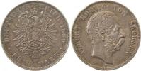 d 12289E~3.0b-GG-PAT 5 Mark Sachsen Albert 1889E SS mit kl. Rf. Patina J 122