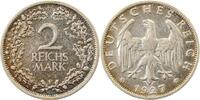 d 2 RM 32027F~3.0-GG-PAT 2 Reichsmark  1927F ss schöne Patina J 320
