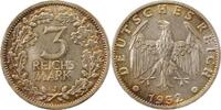 d 3 RM 34932J~1.3-GG-PAT 3 Reichsmark  1932J f.prfr/prfr !! schöne Patina J 349