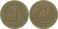 d 1 Pf 00174C~1.5-H 1 Pfennig 1874C f.prfr Adlerseite mittig schwach geprägt, Patina J 001