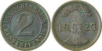d 2 Pf 30723A~1.0-PAT 2 Pfennig 1923A stgl, schöne Patina J 307