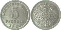 d 5 Pf 29722F~1.1-P 5 Pfennig 1922F prfr/st WS stark Doppelt !!! J 297