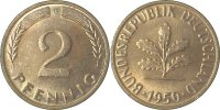 d 2 Pf 38150G~1.3a 2 Pfennig 1950G bfr/f.bfr Erstabschlag (EA)! ! J 381