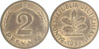 d 1.1 2 Pf 38158D~1.1 2 Pfennig 1958D bfr/stgl J 381