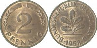 d 1.2 2 Pf 38158G~1.2 2 Pfennig 1958G bfr J 381