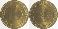     U38350-1.1 10 Pfennig  1950F fast o.Mzz. gepr!!! J 383 18,00 EUR Differenzbesteuert nach §25a UstG zzgl. Versand