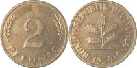d 2 Pf 38150D~1.2a 2 Pfennig 1950D bfr Erstabschlag (EA)! ! J 381