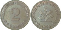 d 2 Pf 38150G~1.2a 2 Pfennig 1950G bfr/leichte Patina J 381