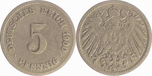 U01200G3.0 5 Pfennig  1900G  G wie C  SS J 012  