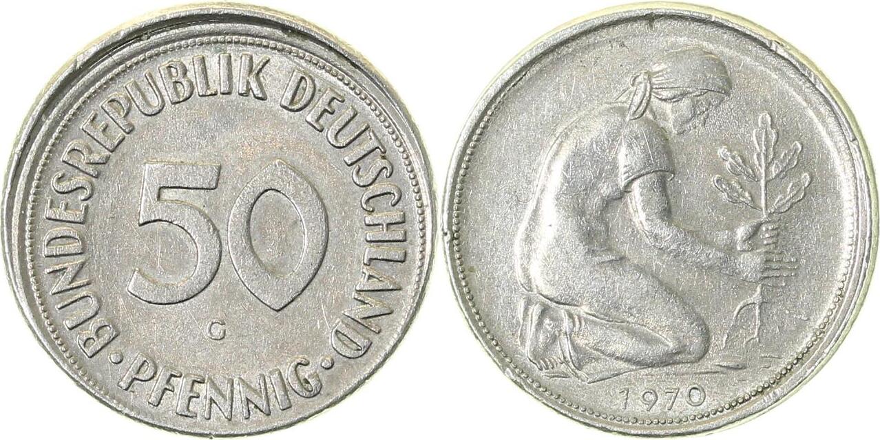 U38470G2.0 50 Pfennig  70G ohne Riffelrand!!! J 384  