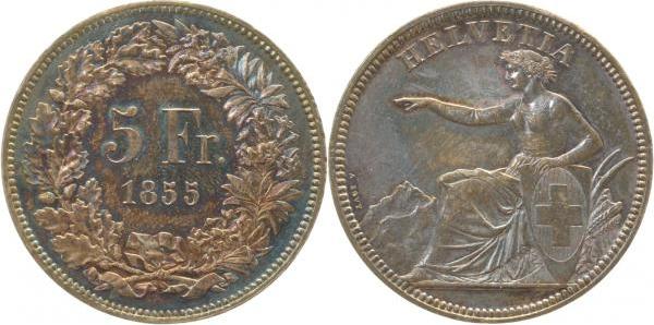 WELTM.-Ch-1855-GG Schützenthaler CH Solothurn 1855 EA prfr/stg herrl. Patina TOP Schweiz  