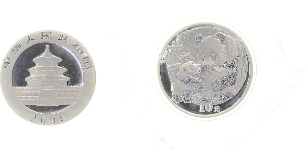 WELTM.-China-2005-40 China 10Y Panda 05 Proof   AG, i.d.Original Kapsel und Folie null  